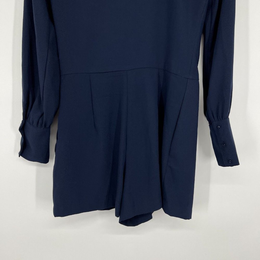 Zara Romper Blue Long Sleeve Button Down Front Pockets - Picture 10 of 12